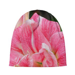 Pink Amaryllis Print Beanie