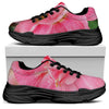 Pink Amaryllis Print Black Chunky Shoes