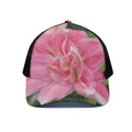 Pink Amaryllis Print Black Mesh Trucker Hat