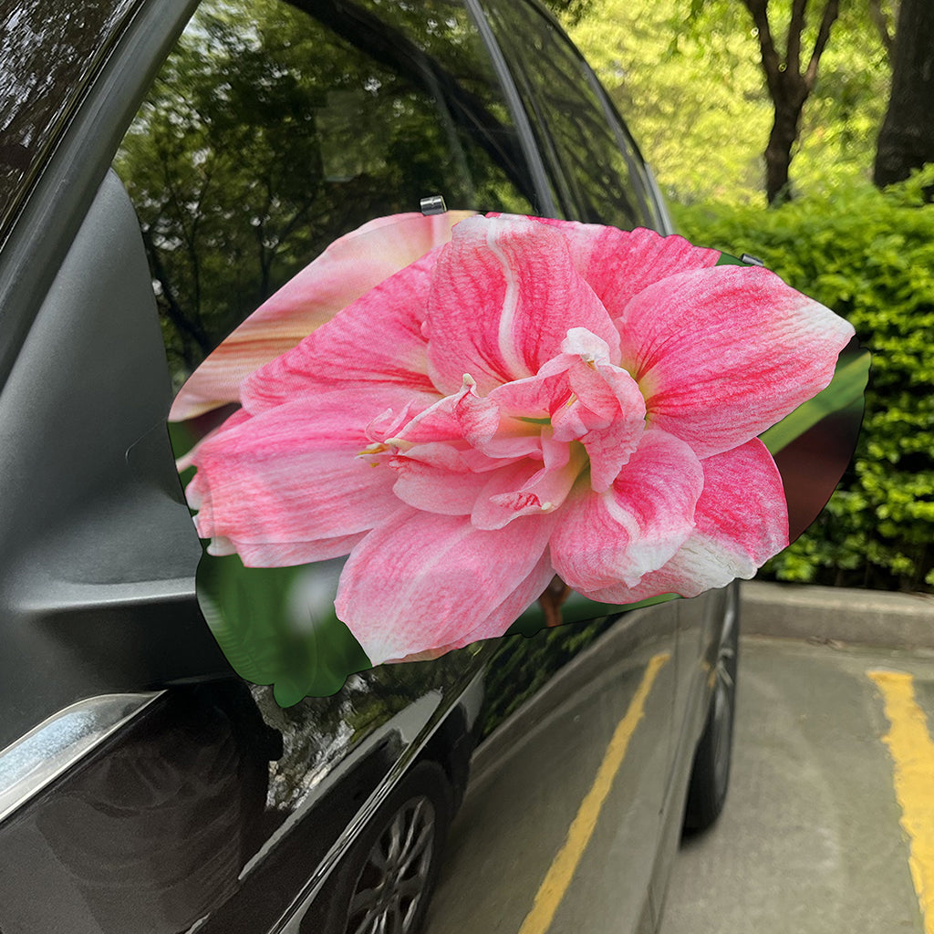 Pink Amaryllis Print Car Side Mirror Covers