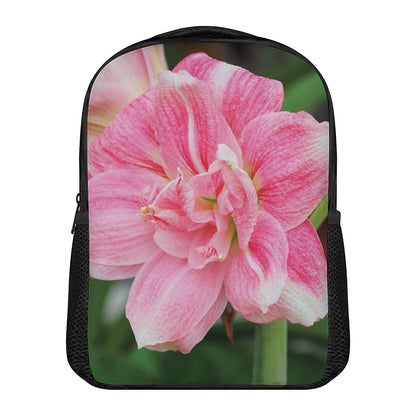 Pink Amaryllis Print Casual Backpack