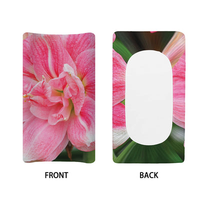 Pink Amaryllis Print Changing Pad Cover