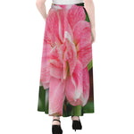 Pink Amaryllis Print Chiffon Maxi Skirt