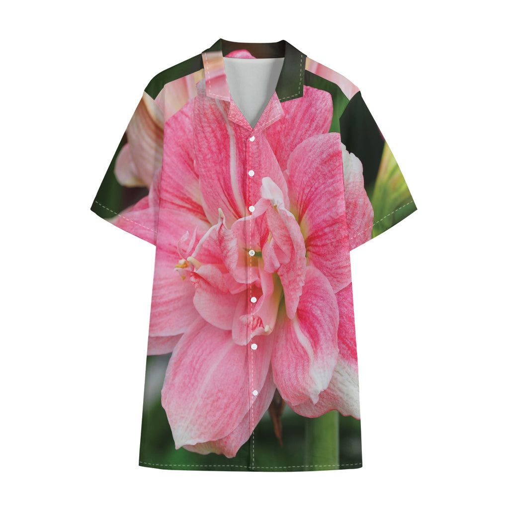 Pink Amaryllis Print Cotton Hawaiian Shirt