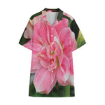 Pink Amaryllis Print Cotton Hawaiian Shirt