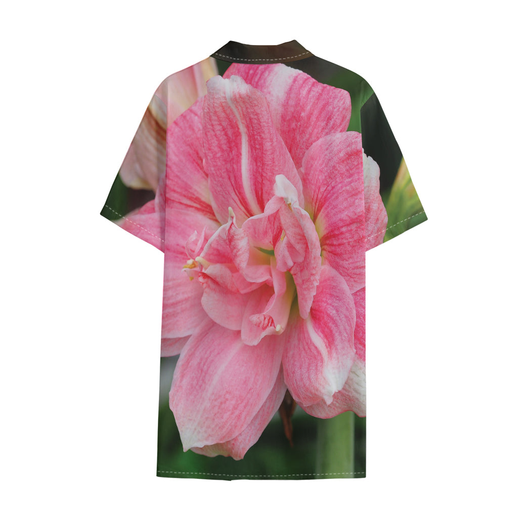 Pink Amaryllis Print Cotton Hawaiian Shirt