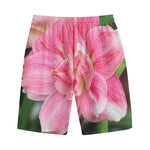 Pink Amaryllis Print Cotton Shorts