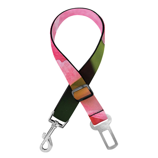Pink Amaryllis Print Dog Seat Belt