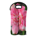 Pink Amaryllis Print Double Neoprene Wine Tote