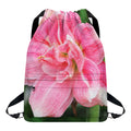 Pink Amaryllis Print Drawstring Backpack