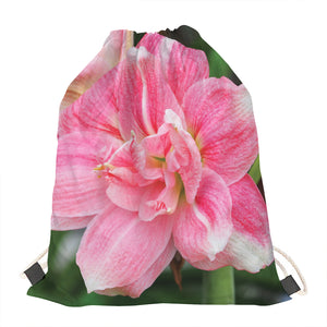 Pink Amaryllis Print Drawstring Bag