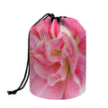 Pink Amaryllis Print Drawstring Makeup Bag