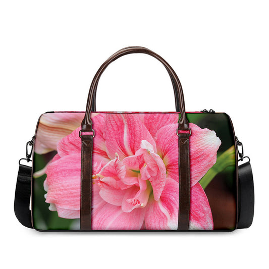 Pink Amaryllis Print Duffle Bag