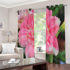 Pink Amaryllis Print Extra Wide Grommet Curtains