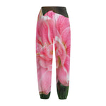 Pink Amaryllis Print Fleece Lined Knit Pants