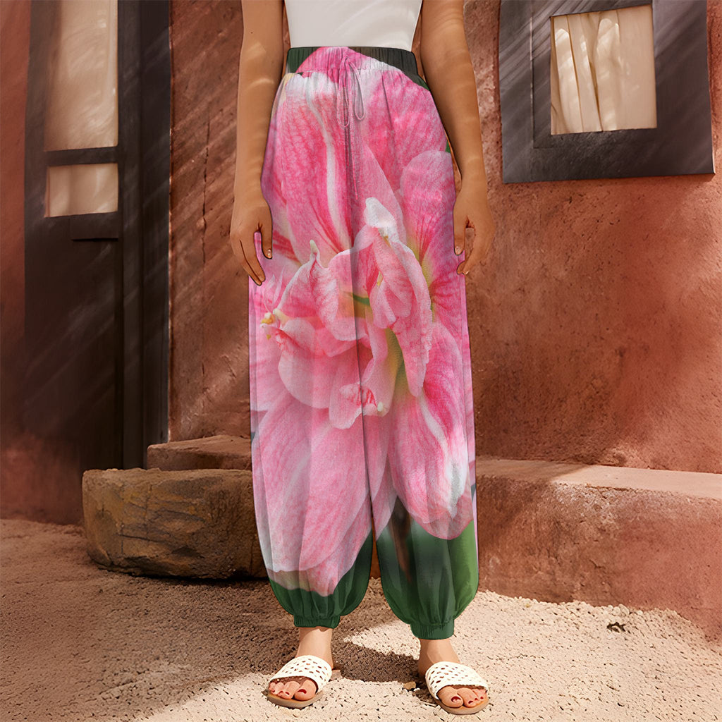 Pink Amaryllis Print Harem Pants