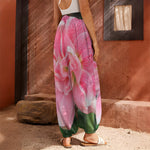 Pink Amaryllis Print Harem Pants