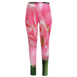 Pink Amaryllis Print High-Waisted Pocket Leggings