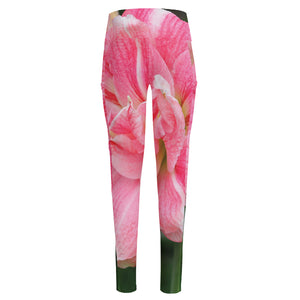 Pink Amaryllis Print High-Waisted Pocket Leggings