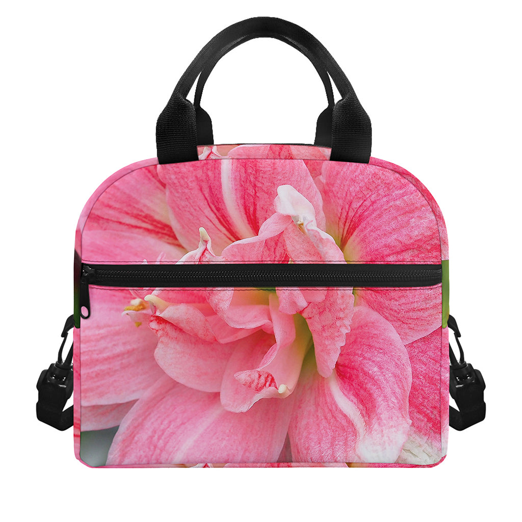 Pink Amaryllis Print Insulated Lunch Bag