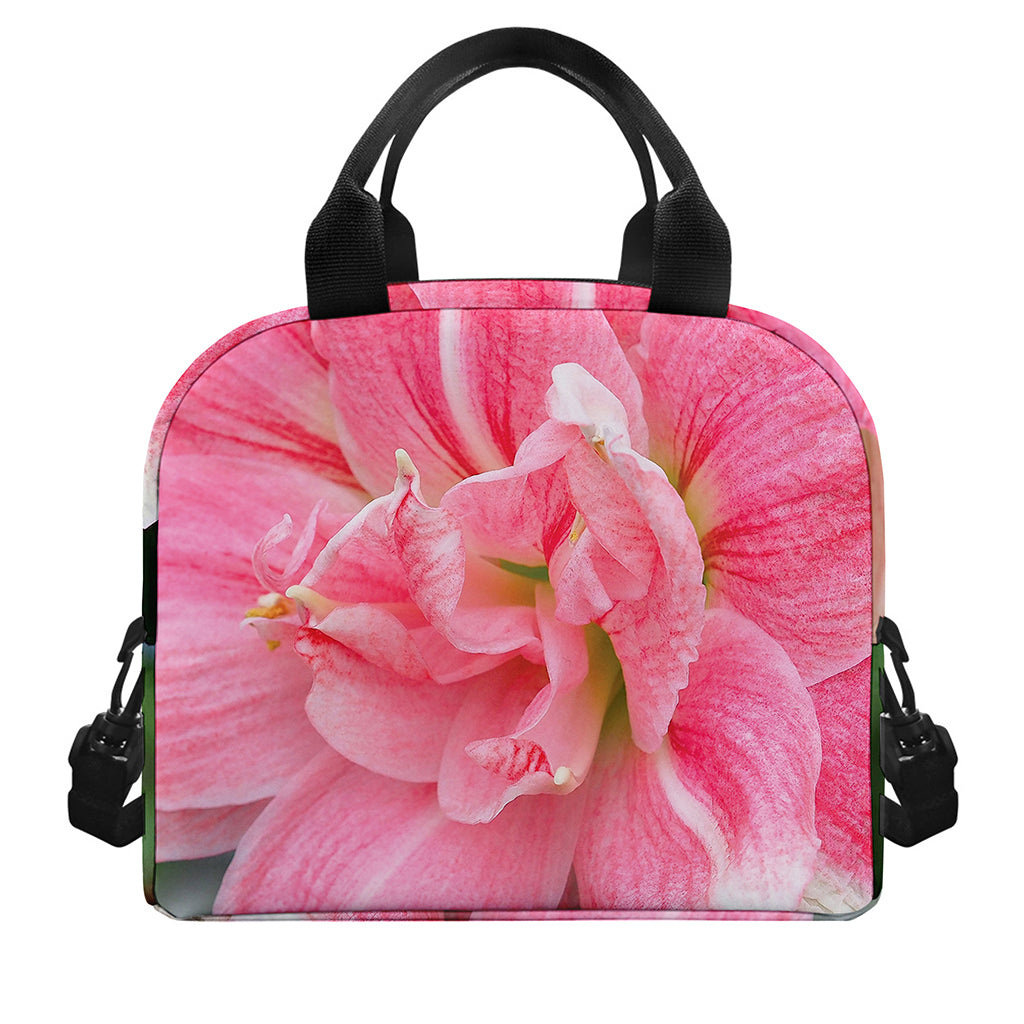 Pink Amaryllis Print Insulated Lunch Bag