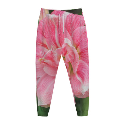 Pink Amaryllis Print Jogger Pants