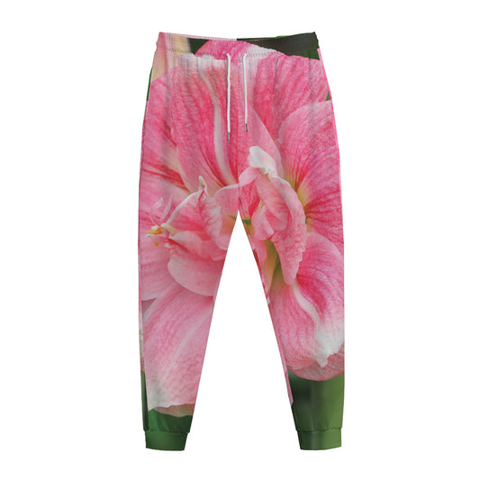 Pink Amaryllis Print Jogger Pants