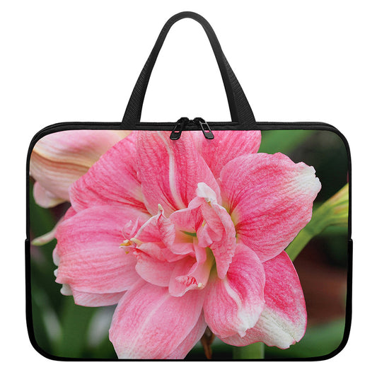 Pink Amaryllis Print Laptop Sleeve With Handle