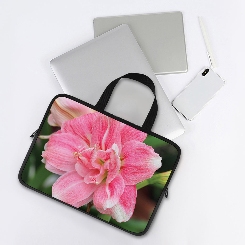 Pink Amaryllis Print Laptop Sleeve With Handle