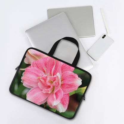Pink Amaryllis Print Laptop Sleeve With Handle