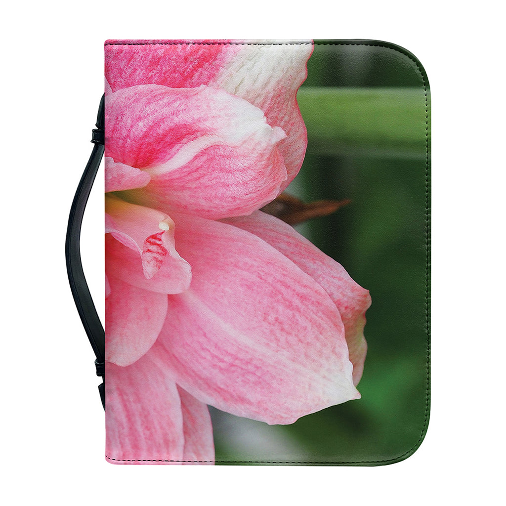 Pink Amaryllis Print Leather Bible Cover