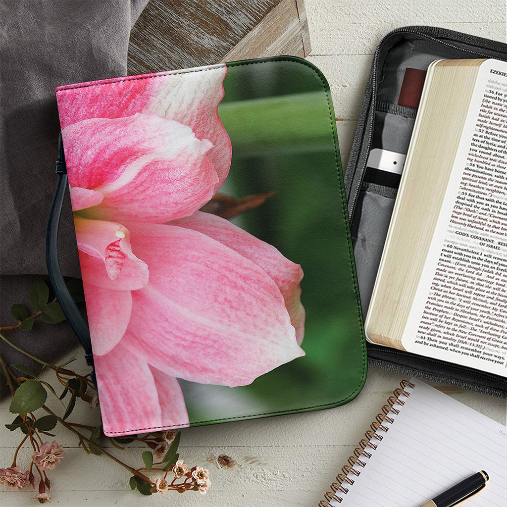 Pink Amaryllis Print Leather Bible Cover