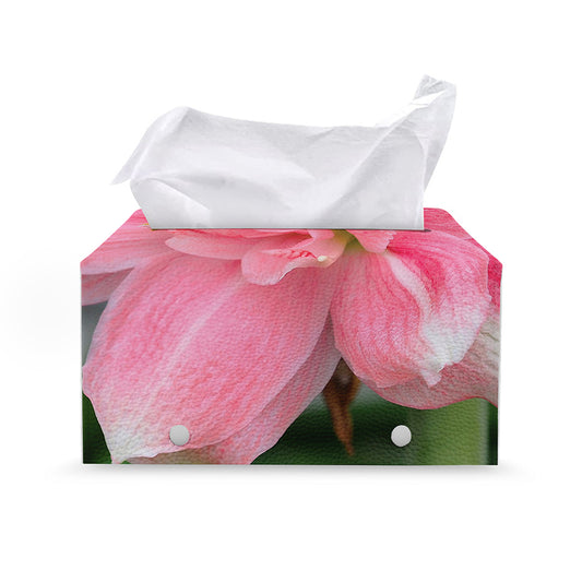 Pink Amaryllis Print Leather Tissue Box Cover