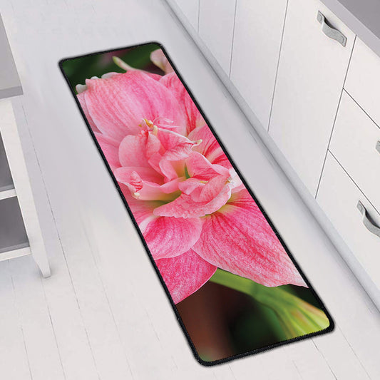 Pink Amaryllis Print Long Kitchen Mat