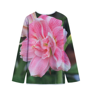 Pink Amaryllis Print Long Sleeve Short Coat