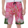 Pink Amaryllis Print Men's Beach Shorts