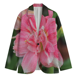 Pink Amaryllis Print Men's Blazer