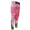 Pink Amaryllis Print Men's Compression Pants