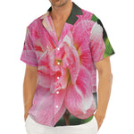 Pink Amaryllis Print Men's Deep V-Neck Shirt