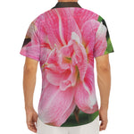 Pink Amaryllis Print Men's Deep V-Neck Shirt