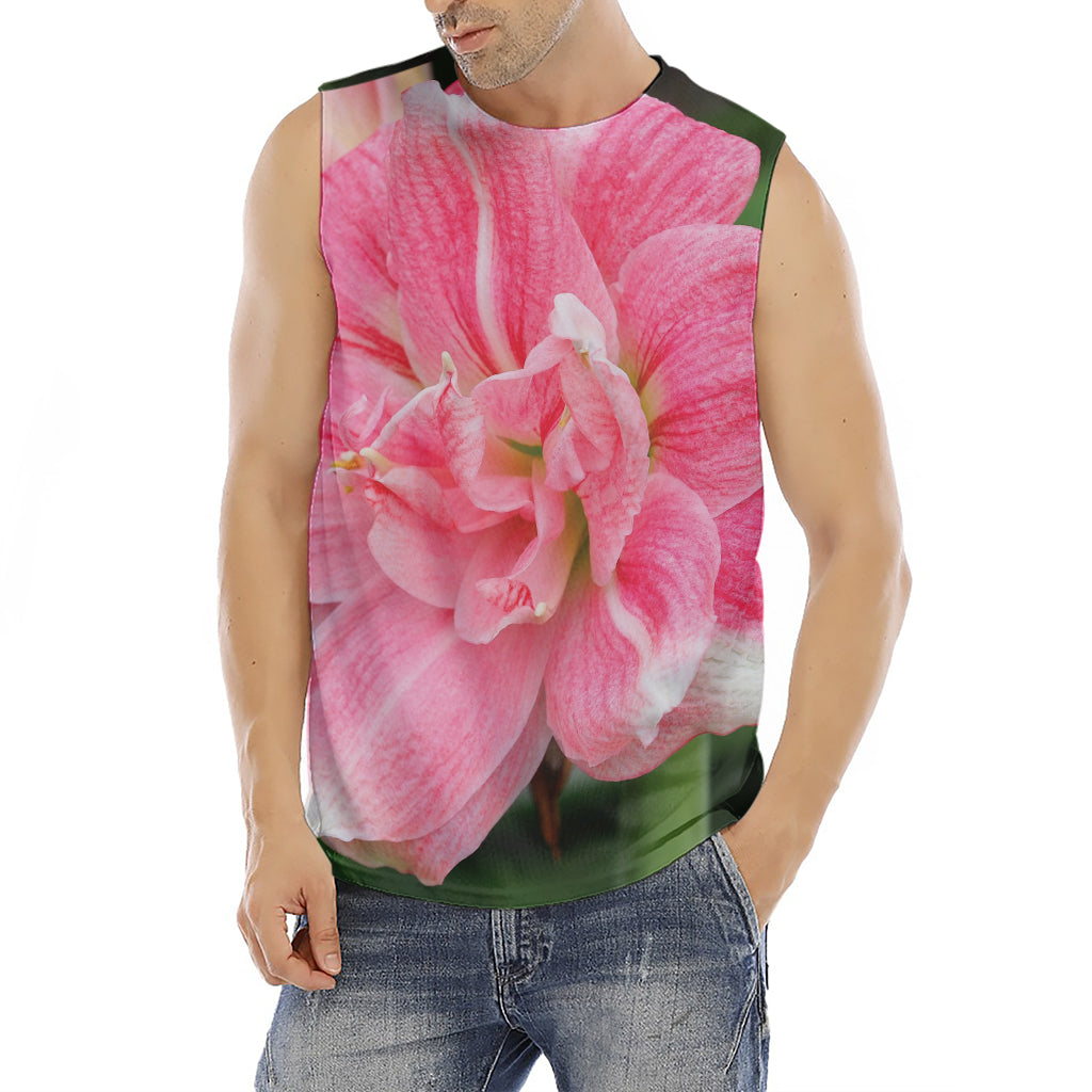 Pink Amaryllis Print Men's Fitness Tank Top