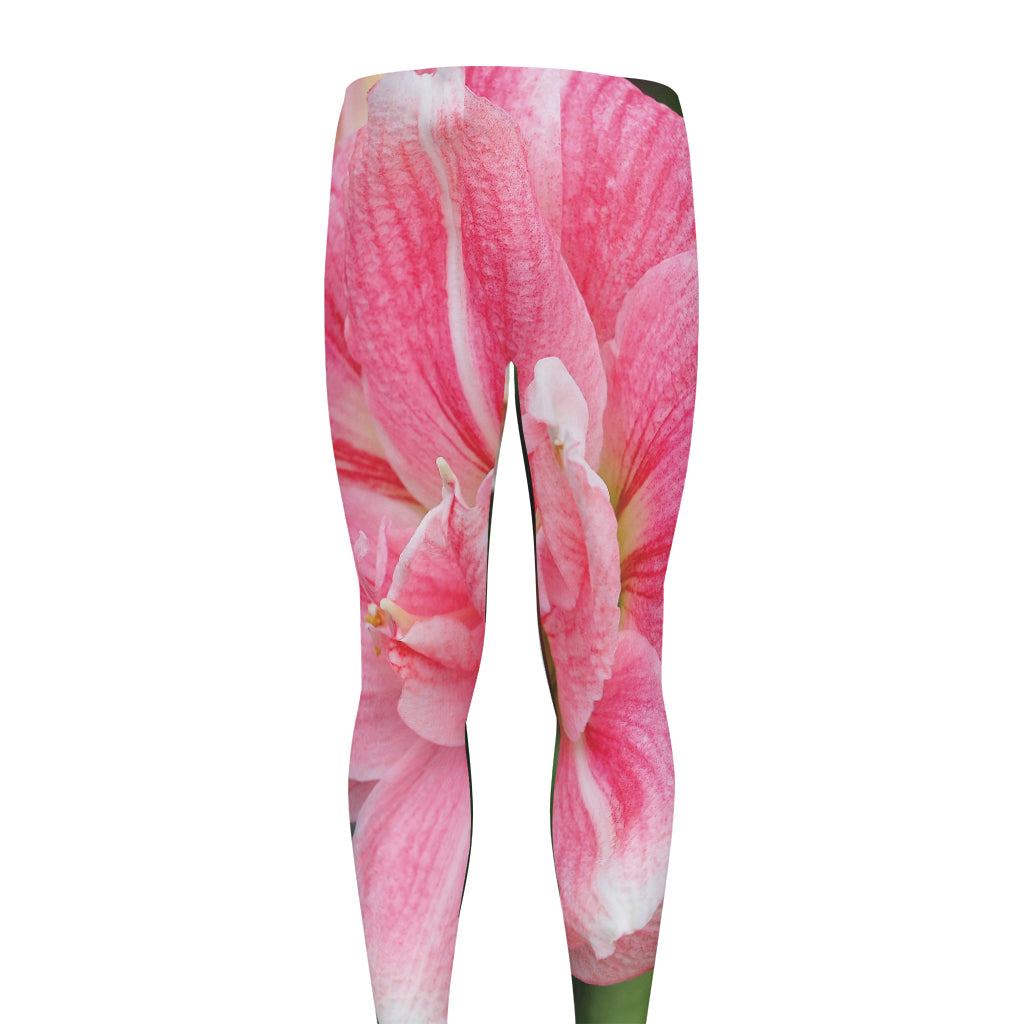 Pink Amaryllis Print Men's leggings