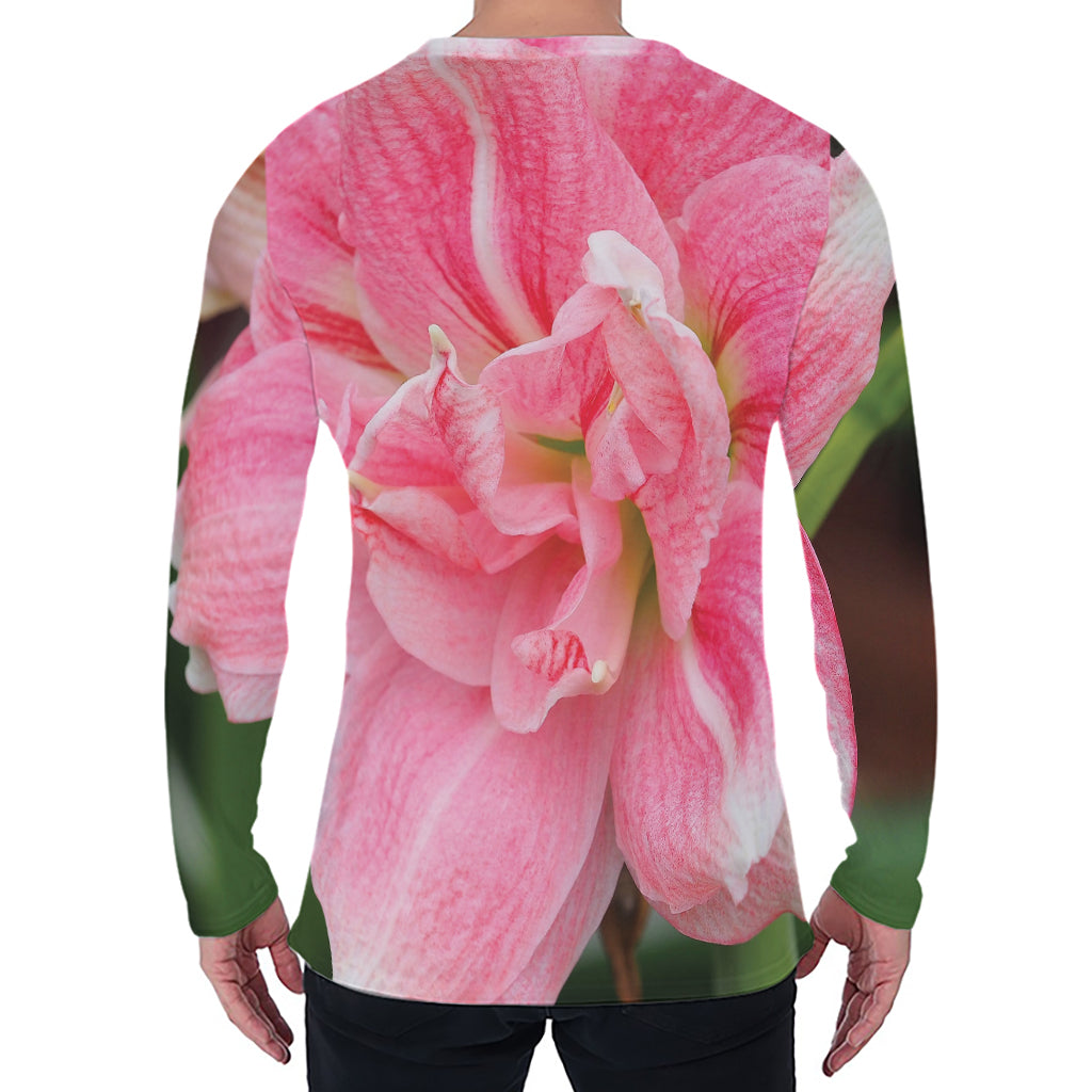 Pink Amaryllis Print Men's Long Sleeve T-Shirt