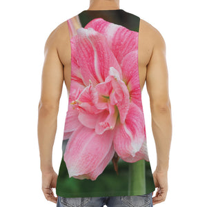 Pink Amaryllis Print Men's Muscle Tank Top