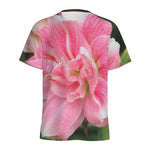 Pink Amaryllis Print Men's Sports T-Shirt