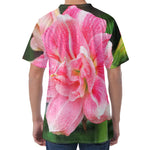 Pink Amaryllis Print Men's Velvet T-Shirt