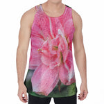 Pink Amaryllis Print Men's Velvet Tank Top