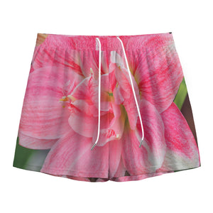 Pink Amaryllis Print Mesh Shorts