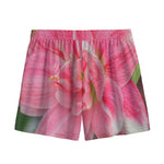 Pink Amaryllis Print Mesh Shorts