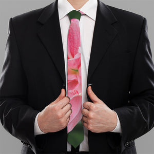 Pink Amaryllis Print Necktie